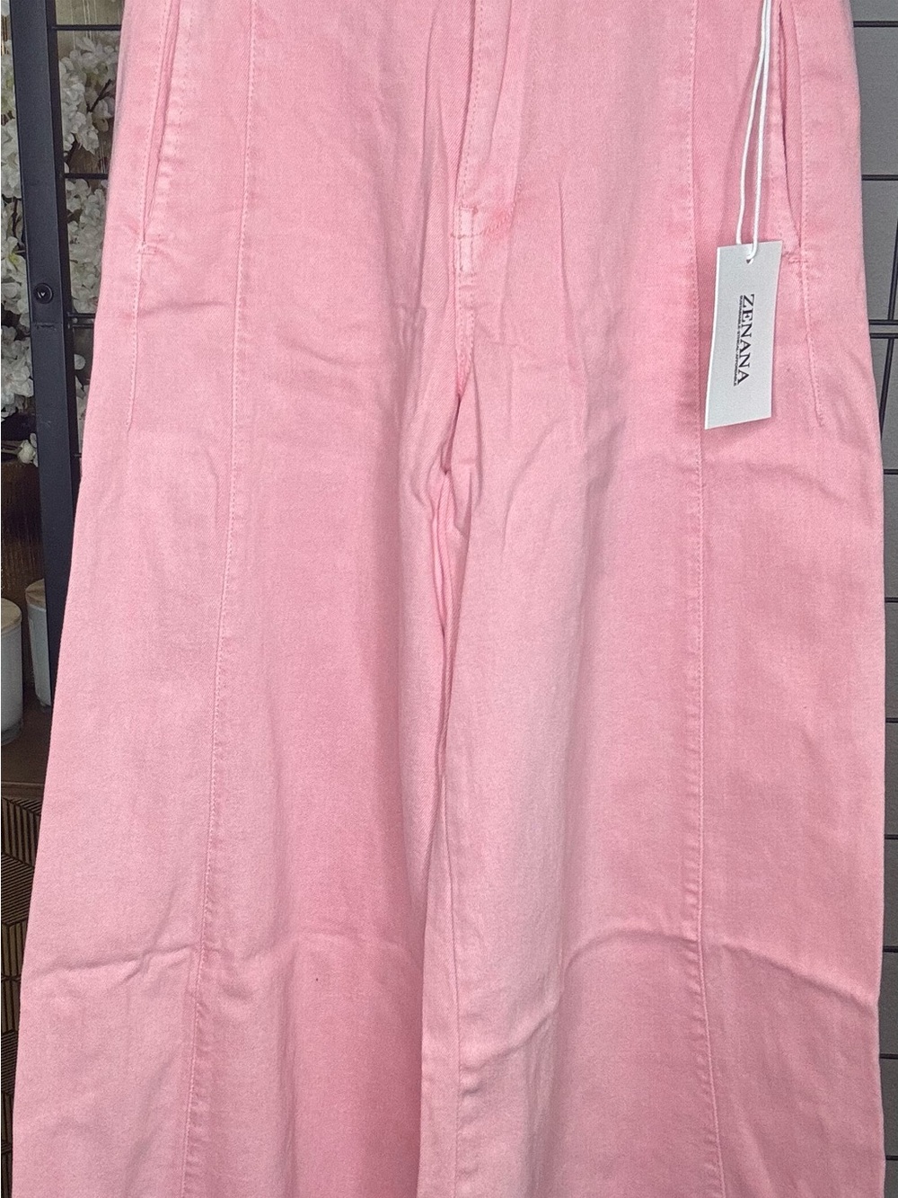 Zenana Soft Pink Wide-Leg Jeans (S) Boutique
